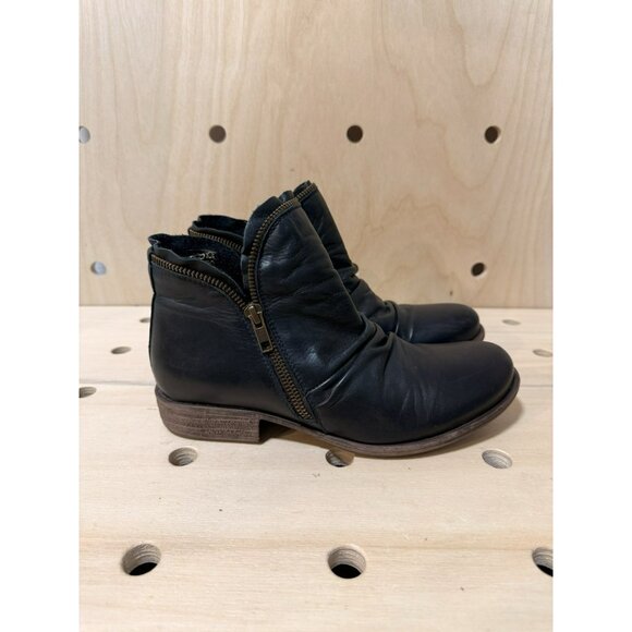 Miz Mooz Luna Ankle Bootie Womens 8 Midnight Blue Leather Zipper Accents $175 - Picture 4 of 13